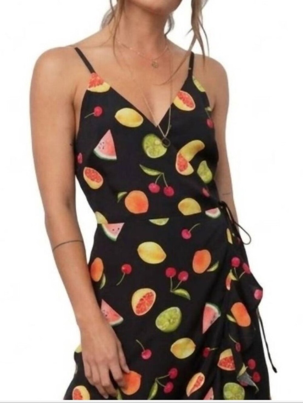 Rails Black Fruit-Print Midi Dress medium
